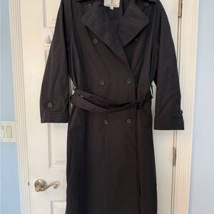 Vintage London Fog Dark Grey/Blue Double-Breasted Long Length Trench Coat 8